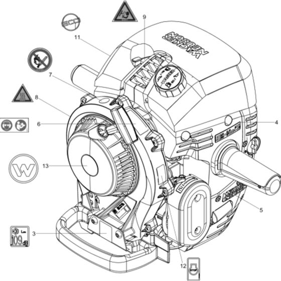 Labels for Wacker BH65 5100004032 (Petrol 27x80) Rev.103 Breakers