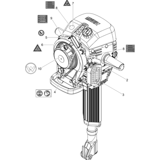 Labels for Wacker BH65 5000610387 (Petrol) Rev.102 Breakers