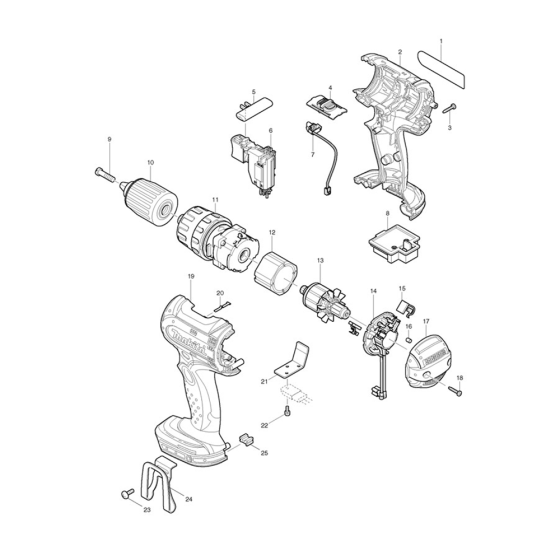 Complete Assembly for Makita BHP442 Li-ion Combi Drill 14.4V