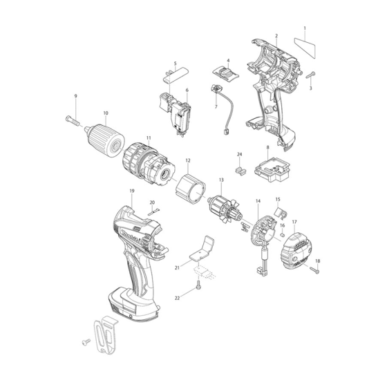 Complete Assembly for Makita BHP446 14.4V Li-ion 2 Speed Cordless Combi