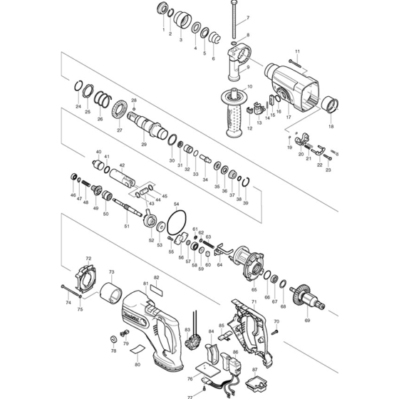 Main Assembly for Makita BHR240 Rotary Hammer Drill