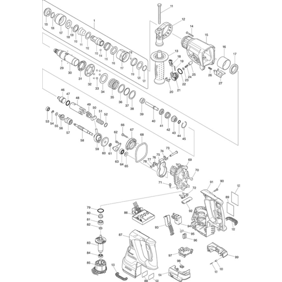 Main Assembly for Makita BHR243 Rotary Hammer Drill