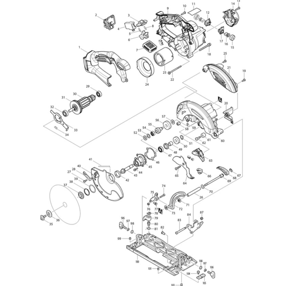 Main Assembly for Makita BHS630 Cordless Circular Saw