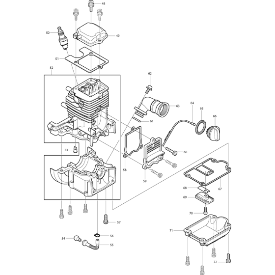 Cylinder Assembly for Makita BHX2501 Leaf Blower