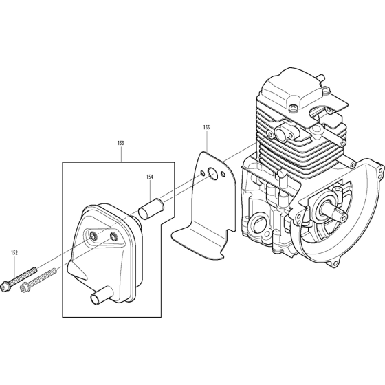 Muffler Assembly for Makita BHX2501 Leaf Blower