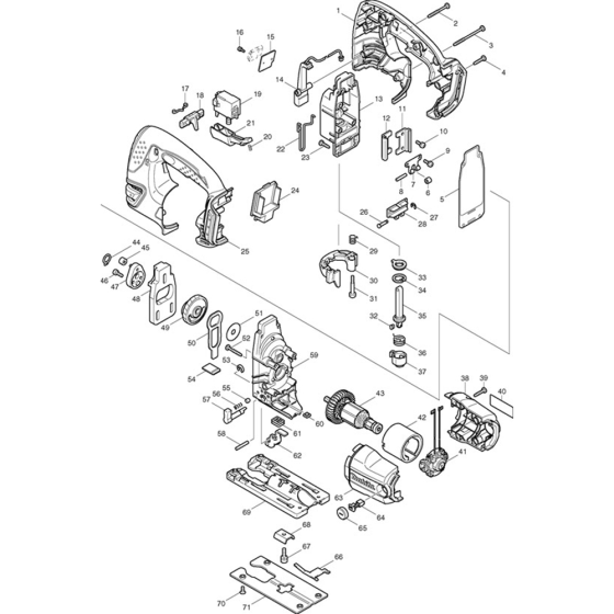 Main Assembly for Makita BJV140 Jigsaw