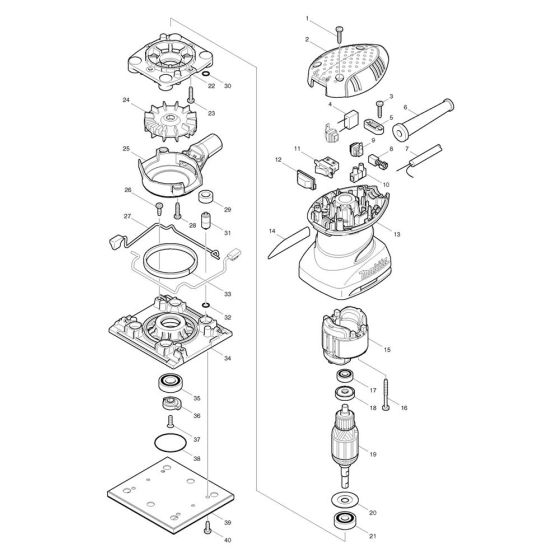 Makita BO4555 Sander Assembly
