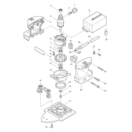 Makita BO4561 Sander Assembly