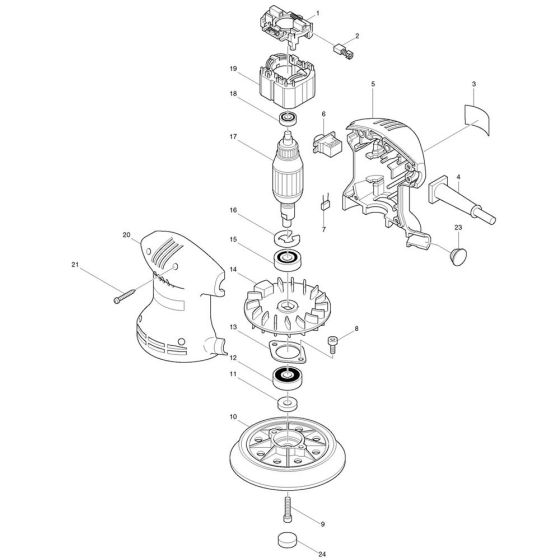 Makita BO5001 Sander Assembly