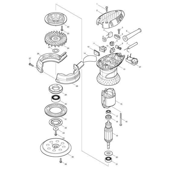 Makita BO5031 Sander Assembly