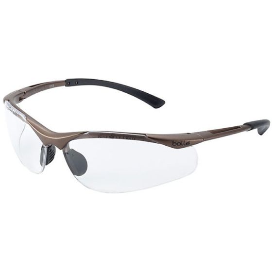BOLLE Contour Safety Spectacles EN166- EN170 Non-Slip Bridge Platinum Clear