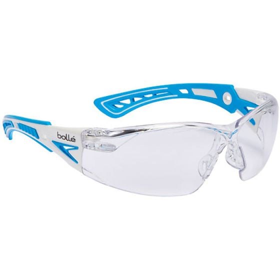 BOLLE Rush+ Safety Glasses Narrow Blue Frame with Platinum Lenses Clear S