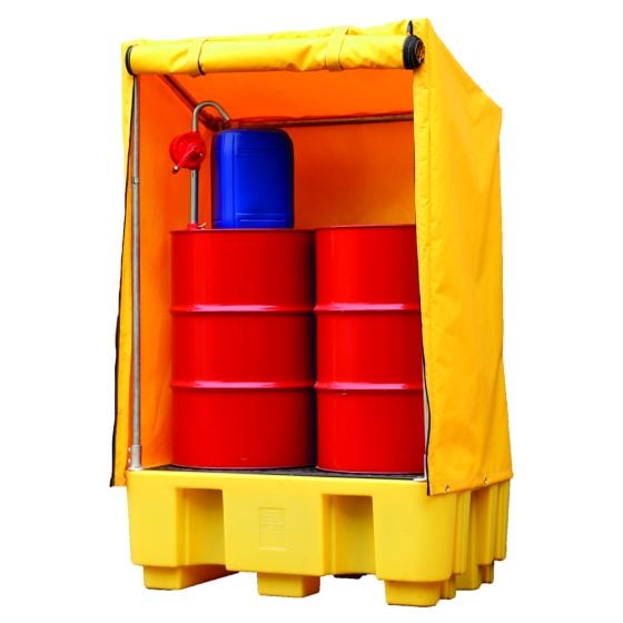 2x 205L Drum Spill Pallet with Framed Cover 130x75x202cm Height Max 400kgs