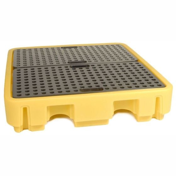 Spill Pallet for 4 x 205L Drum - 138 x 129 x 28cm Capacity 245ltr in Yellow