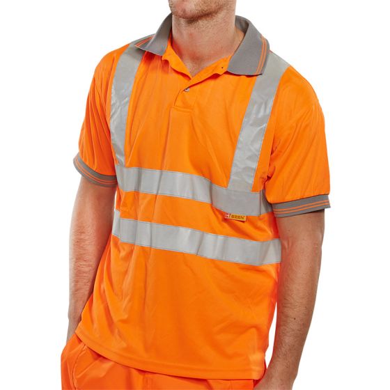 Polo Shirt Hi-Vis Class 2 GO/RT 3279 Railway Certified ISO 20471 Orange 5XL