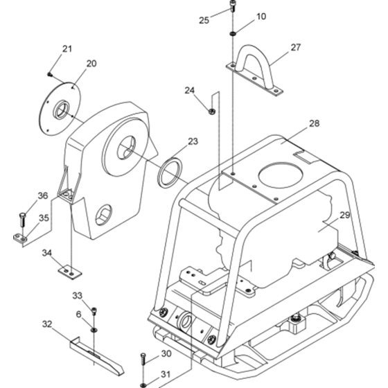 Vibratory Plate Assembly-2 for Wacker BPU2440A 5000007869 (Petrol) Rev. 100 Reversible Plate Compactors