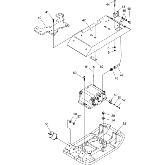 Vibratory Plate Assembly-3 for Wacker BPU2450A 5000007868 (Petrol) Rev. 100 Reversible Plate Compactors