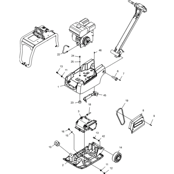 Vibratory Plate Assembly for Wacker BPU2540A-5000008758 (Petrol) Rev.100 Reversible Plate Compactor