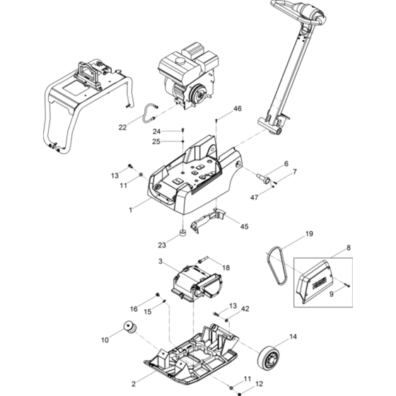 Vibratory Plate Assembly for Wacker BPU2540A-5000008758 (Petrol) Rev.108 Reversible Plate Compactor