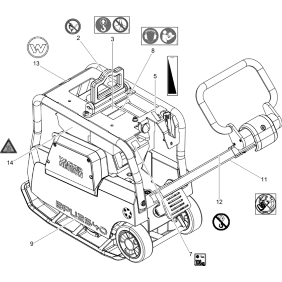 Labels Assembly for Wacker BPU2540A-5000008758 (Petrol) Rev.108 Reversible Plate Compactor