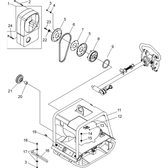 Vibratory Plate Assembly-1 for Wacker BPU2950A 5000007873 (Petrol) Rev. 101 Reversible Plate Compactors