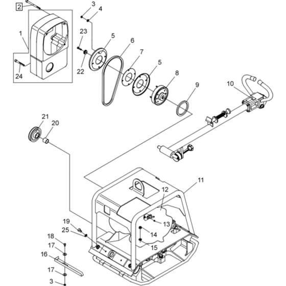 Vibratory Plate Assembly-1 for Wacker BPU2950A 5000007962 (Petrol) Rev. 100 Reversible Plate Compactors