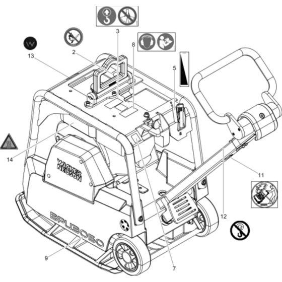 Labels for Wacker BPU3050 5000008955 (Petrol) Rev. 104 Reversible Plate Compactors