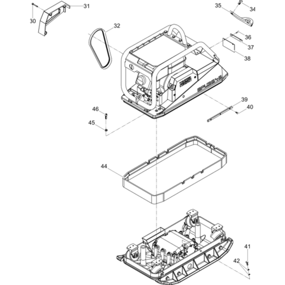 Vibratory Plate Assembly-2 for Wacker BPU3545A 5000008783 (Petrol) Rev. 109 Reversible Plate Compactors