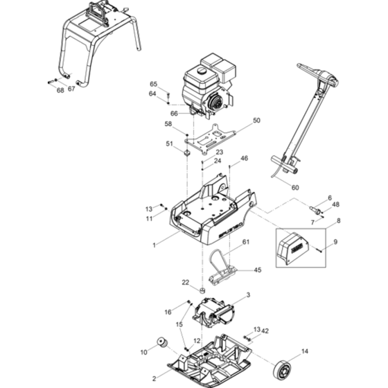 Vibratory Plate Assembly for Wacker BPU3750ATS 5000610408 (Petrol) Rev. 101 Reversible Plate Compactors