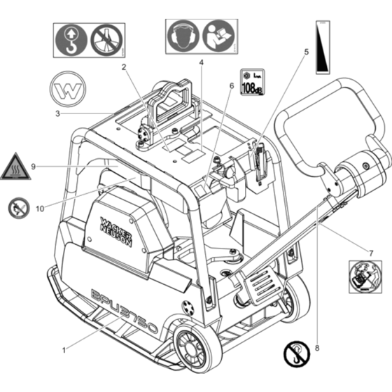 Labels for Wacker BPU3750ATS 5000610408 (Petrol) Rev. 101 Reversible Plate Compactors