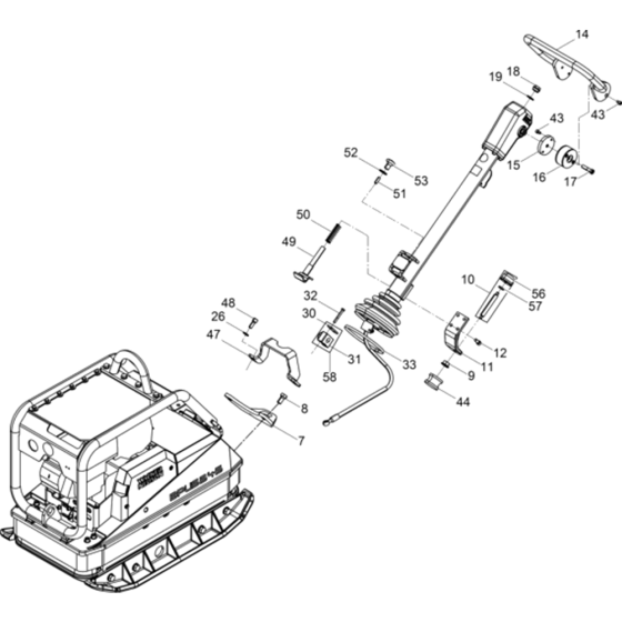 Vibratory Plate Assembly-1 for Wacker BPU5545A 5000610346 (Petrol) Rev. 101 Reversible Plate Compactors