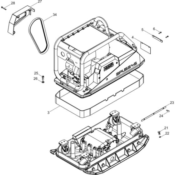 Vibratory Plate Assembly-2 for Wacker BPU5545A 5000610346 (Petrol) Rev. 101 Reversible Plate Compactors