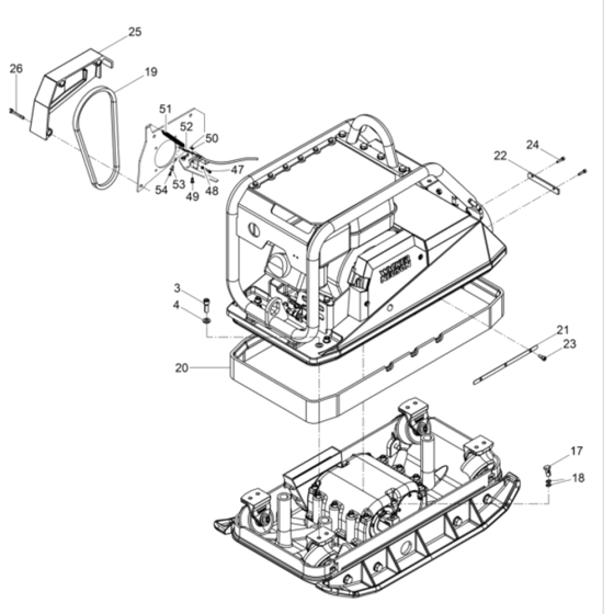 Vibration Plate Assembly-2 for Wacker BPU5545A 5100009657 (Petrol) Rev. 101 Reversible Plate Compactors