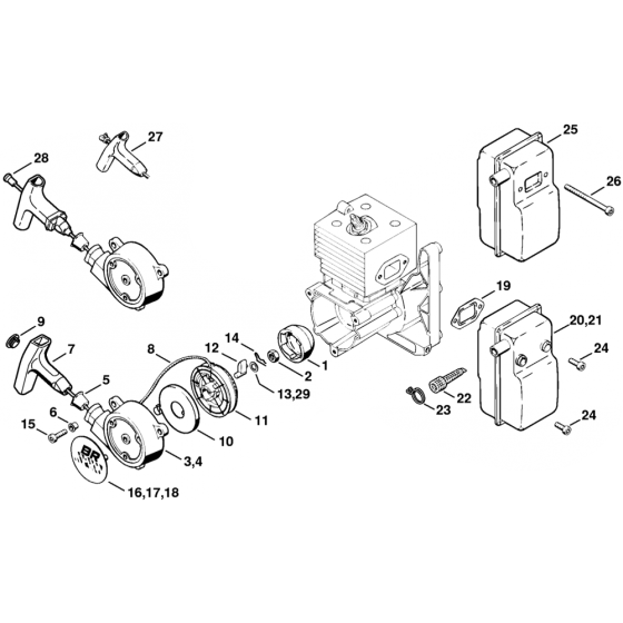 Rewind Starter Muffler for BR320