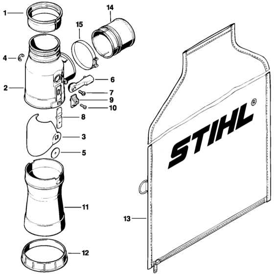 Vacuum Attachment Assembly for Stihl BR320 Blower