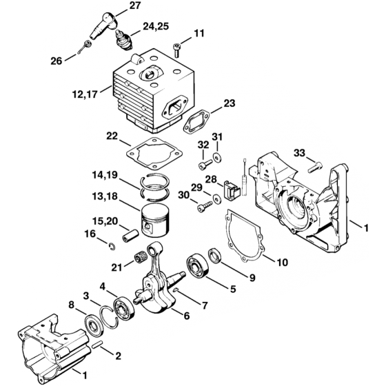 Crankcase and Cylinder Assembly for Stihl BR340 Blower