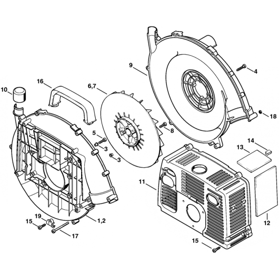 Fan Housing Assembly for Stihl BR340 Blower