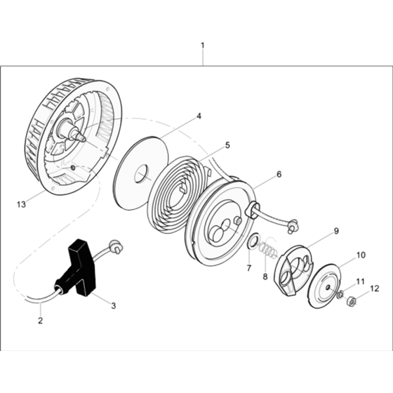 Starter Complete Assy for Wacker BS50-2 (Walbro Carb, Manual Choke) Rammer