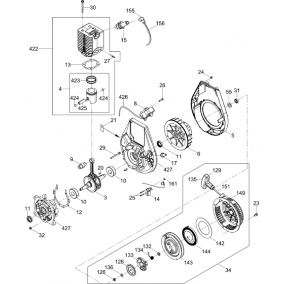 Engine WM 80-oi Assembly for Wacker Neuson BS50-2i Trench Rammer