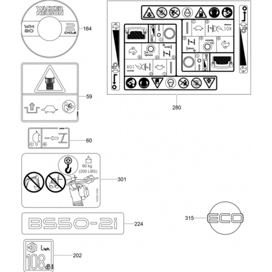 Labels Assembly for Wacker Neuson BS50-2i Trench Rammer