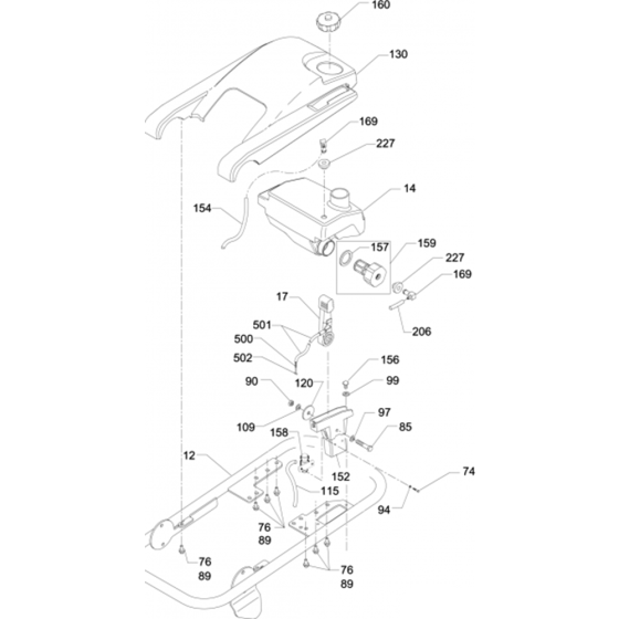 Guide Handle Assembly for Wacker Neuson BS60-2 (Tillotson Carb) Trench Rammer