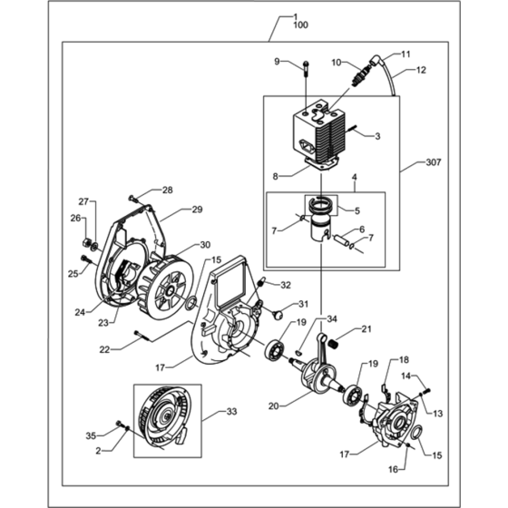 Engine-WM80 Assembly for Wacker Neuson BS60-2 (Tillotson Carb) Trench Rammer