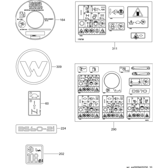 Labels for Wacker Neuson BS60-2i Trench Rammer