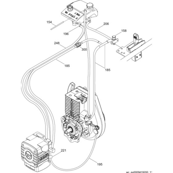 Fuel and Oil Hose Routing Assembly for Wacker Neuson BS60-2i Trench Rammer