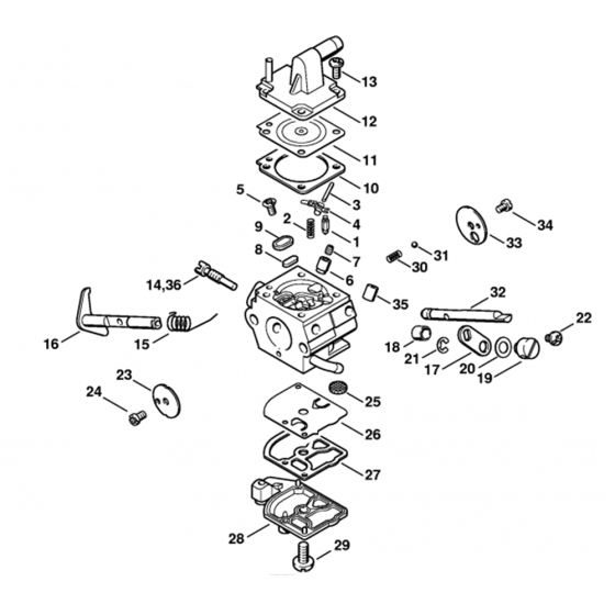 Carburetor C1Q-S51, C1Q-S36 Assembly for Stihl BT120C Earth Auger