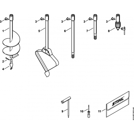 Tools Assembly for Stihl BT130 Earth Auger