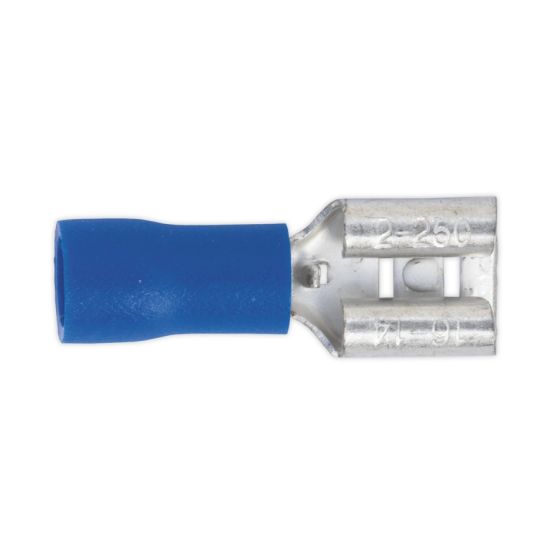 Push-On Terminal 6.3mm Female Blue Pack of 100 Sealey Part No. BT20