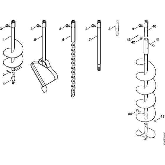 Augers Assembly for Stihl BT309 Earth Auger