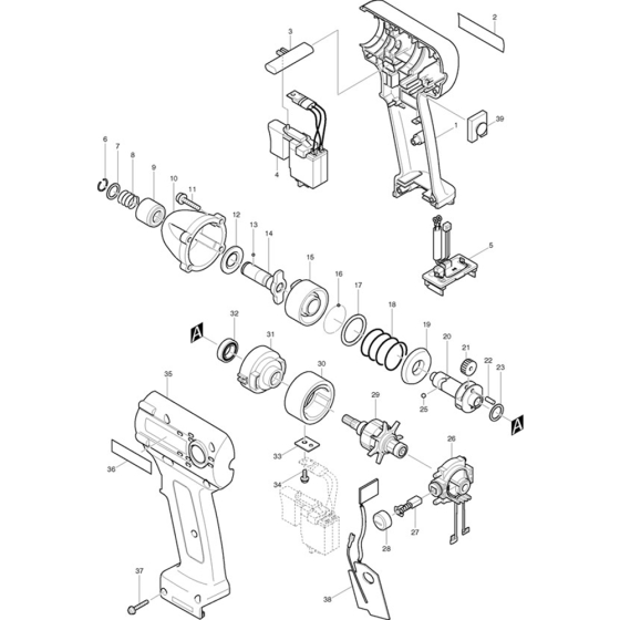 Main Assembly for Makita BTD062 Impact Drivers