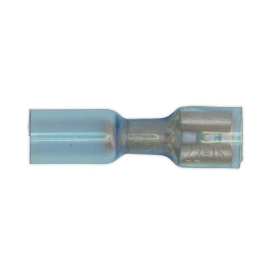 Heat Shrink Push-On Terminal 6.4mm Female Blue Pack of 25 Sealey Part No. BTSPF25